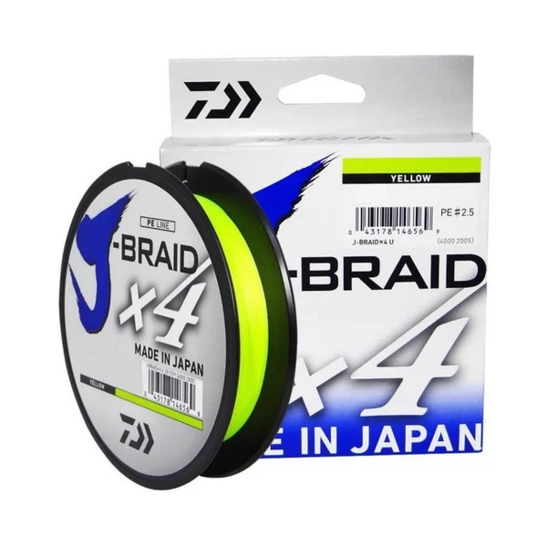 Linha Multifilamento Daiwa J-Braid X4 Yellow 40lb 0,29mm 135m