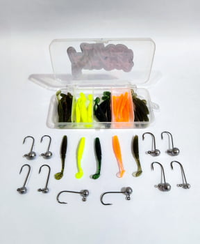 Kit Kurama 30 Shads Slim 5cm + 10 jig heads